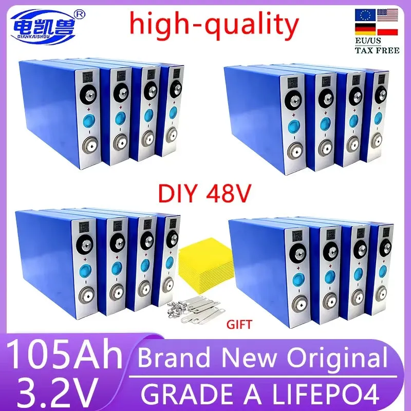 16Pcs 3.2V 320Ah 280Ah 310AH 105Ah 150Ah Lifepo4 Battery 3C Lithium Iron Phosphate Battery for 4S 48V Golf Cart Yacht RV Solar