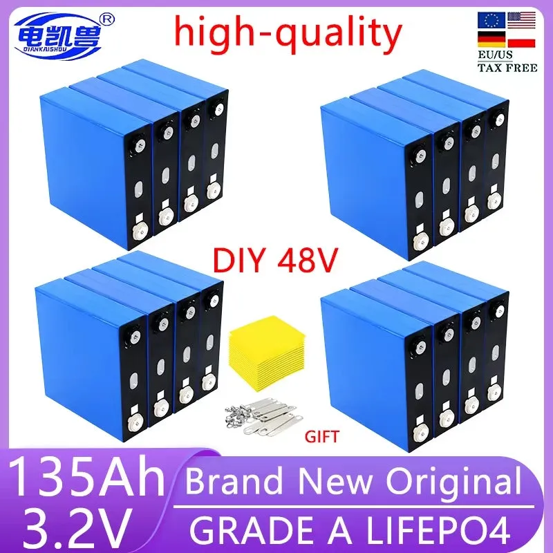 16Pcs 3.2V 320Ah 280Ah 310AH 105Ah 150Ah Lifepo4 Battery 3C Lithium Iron Phosphate Battery for 4S 48V Golf Cart Yacht RV Solar
