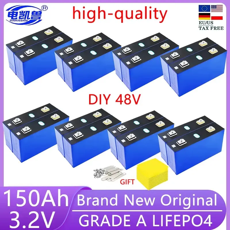 16Pcs 3.2V 320Ah 280Ah 310AH 105Ah 150Ah Lifepo4 Battery 3C Lithium Iron Phosphate Battery for 4S 48V Golf Cart Yacht RV Solar