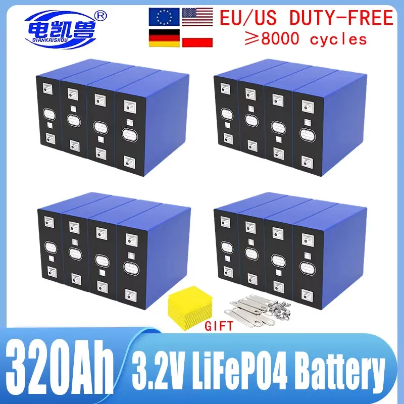 16Pcs 3.2V 320Ah 280Ah 310AH 105Ah 150Ah Lifepo4 Battery 3C Lithium Iron Phosphate Battery for 4S 48V Golf Cart Yacht RV Solar