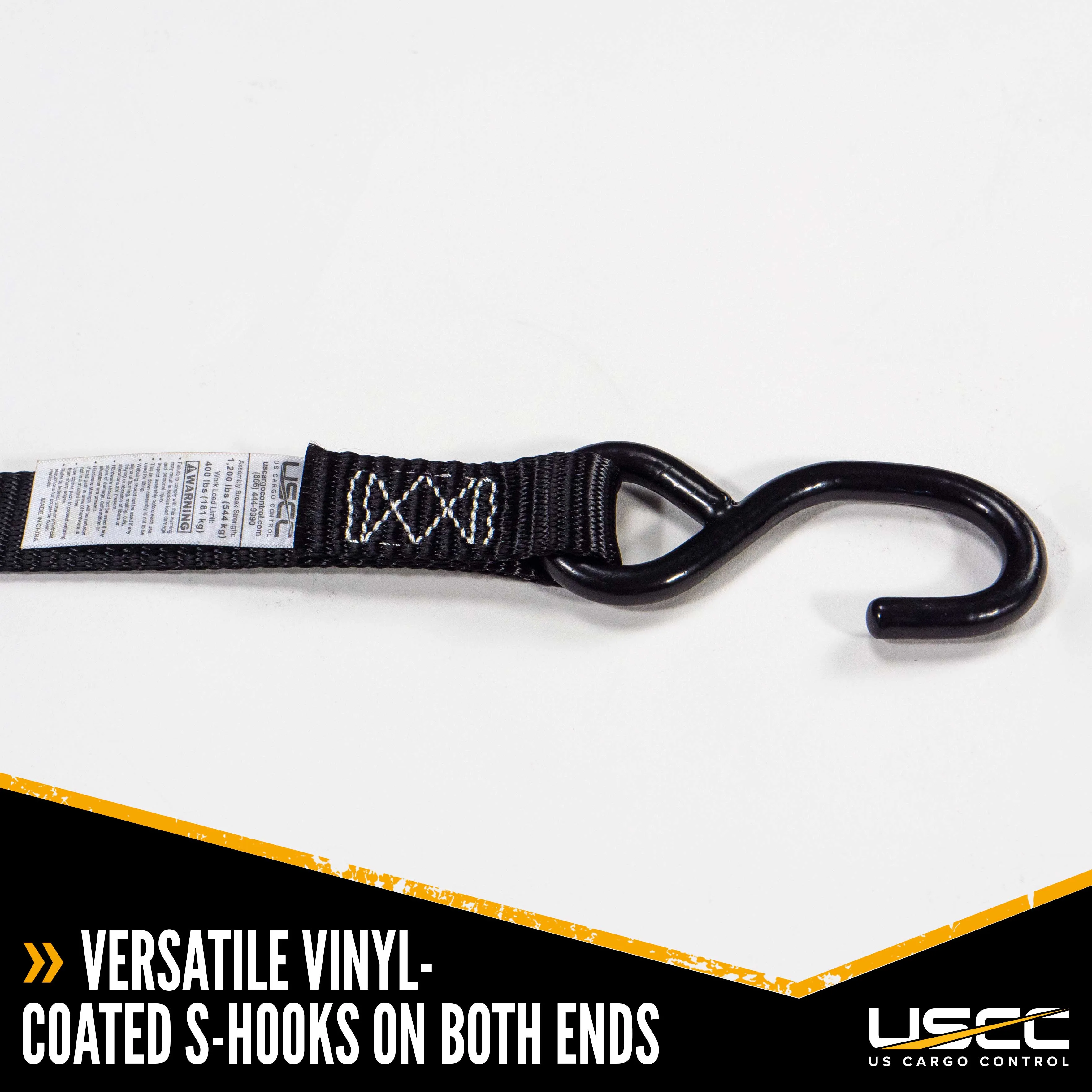 1" x 6' Cam Buckle Strap with S-Hooks | 1,200 lbs. BS