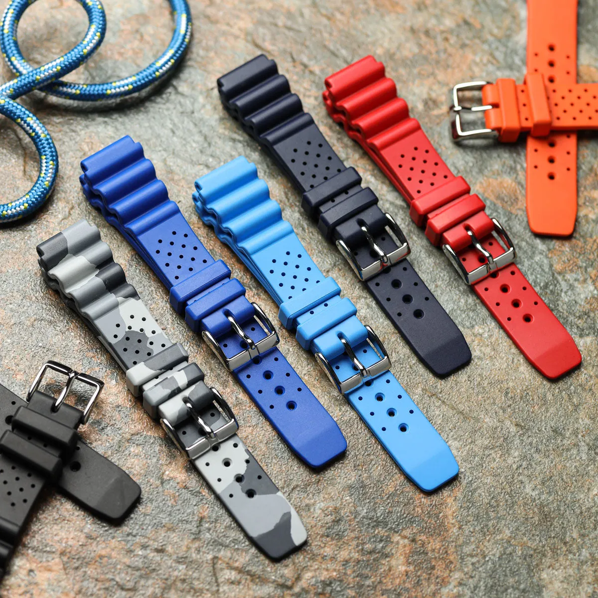 285 Italian Rubber Diver's Watch Strap - Black