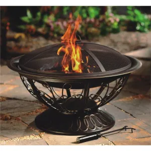 30" Wood Burning Firepit with Scroll Design