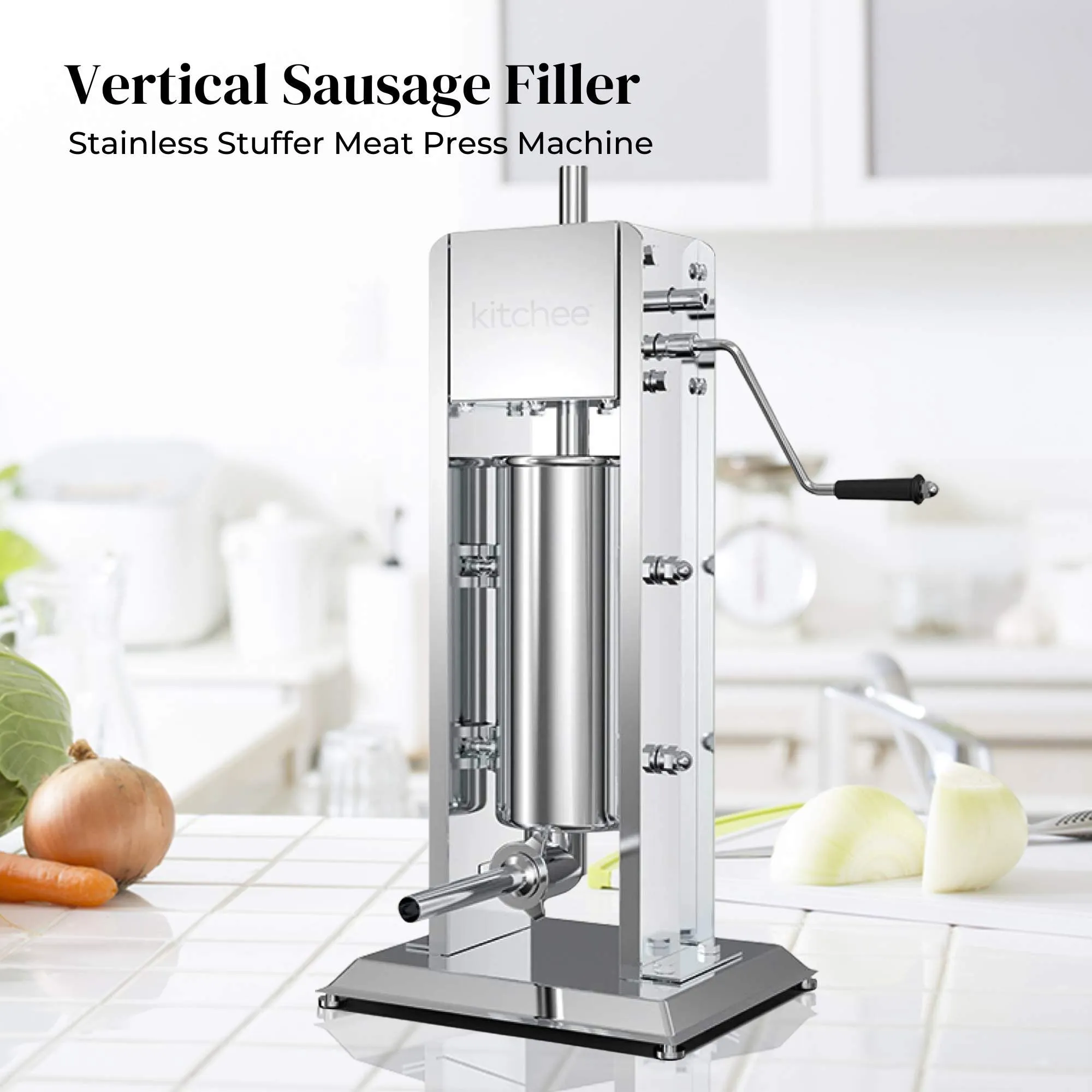 5L Manual Vertical Sausage Filler | Stainless Stuffer Meat Press Machine