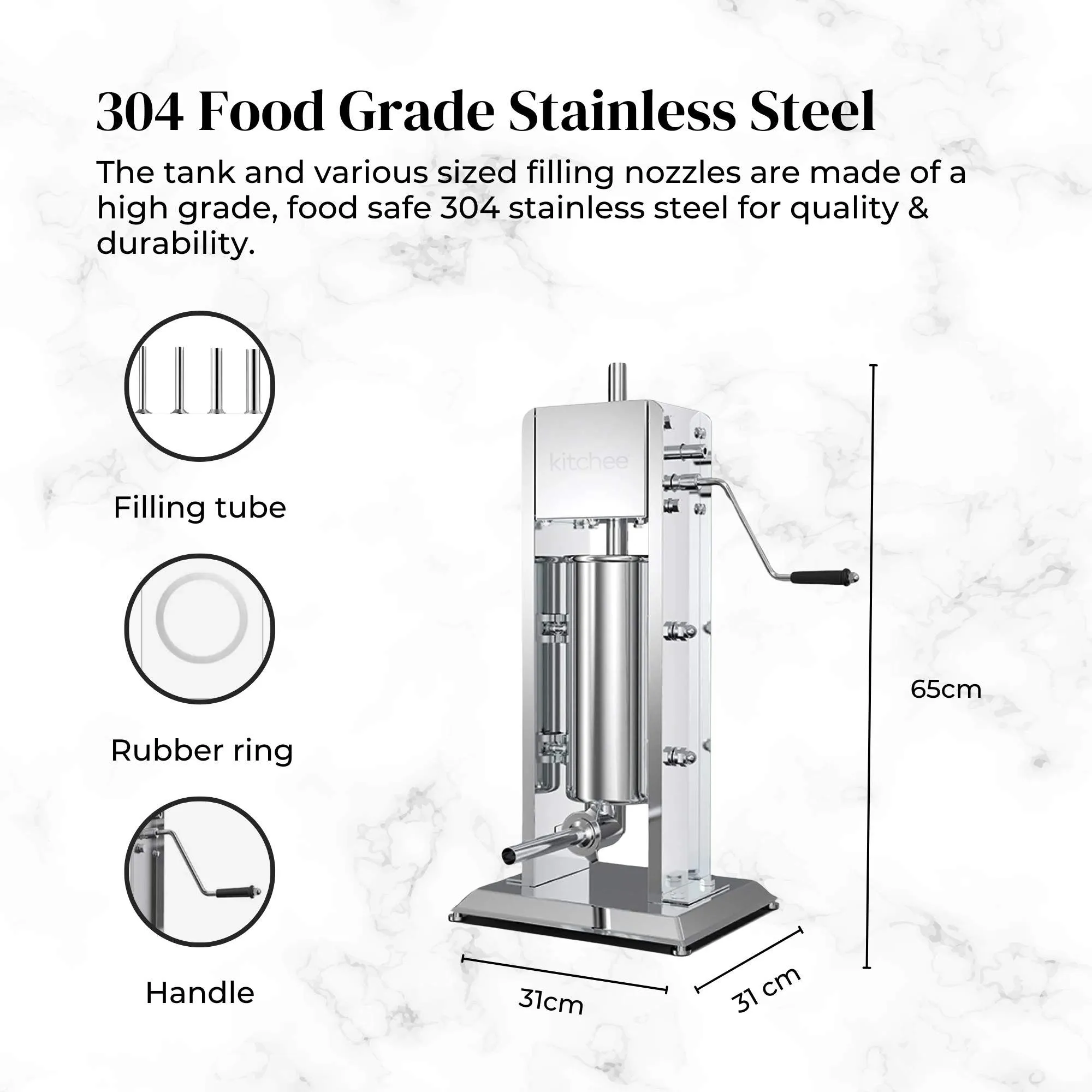 5L Manual Vertical Sausage Filler | Stainless Stuffer Meat Press Machine