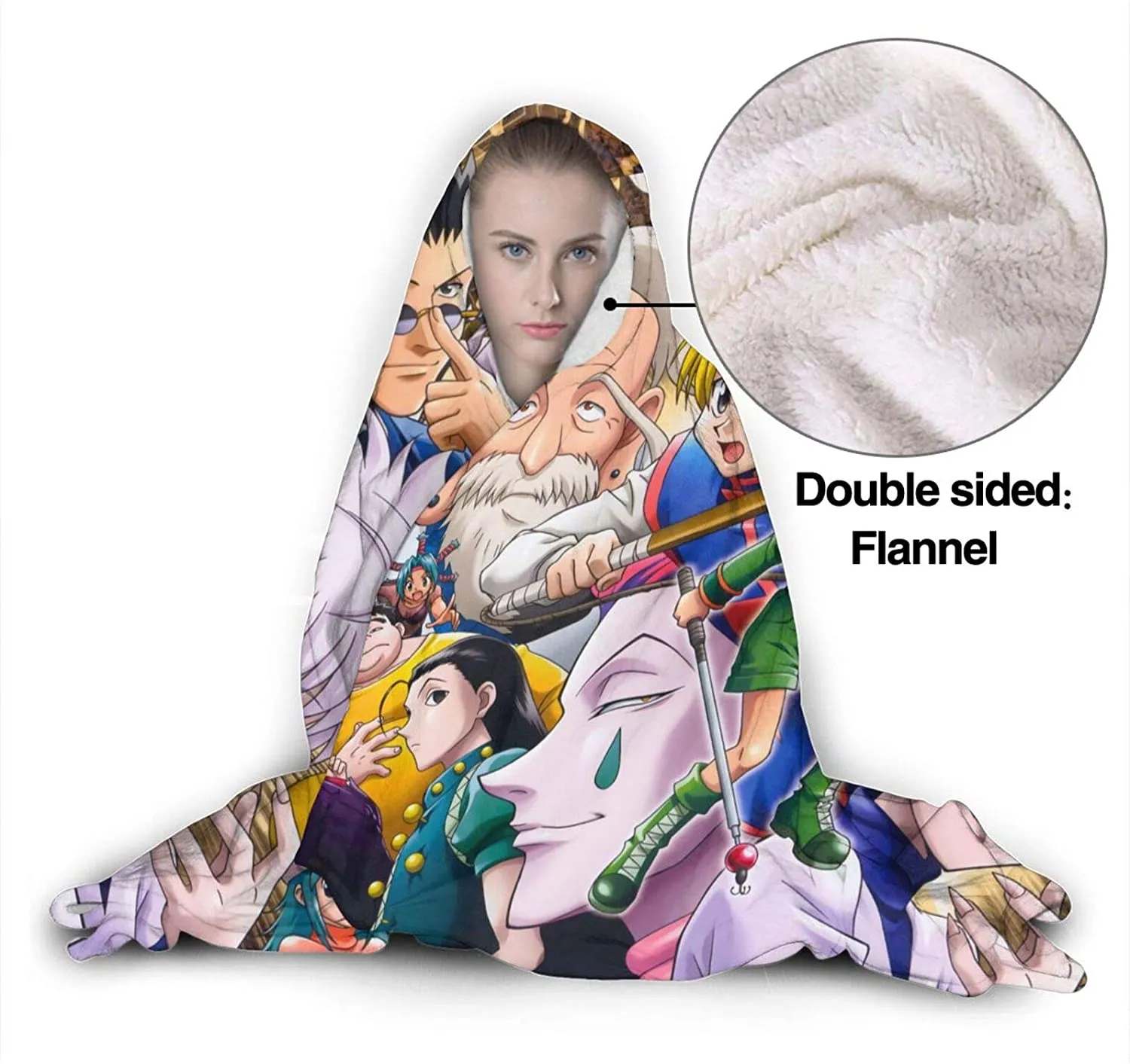 Anime Anti-Pilling Stylish Hooded Blanket - HunterHunter Flannel Blankets
