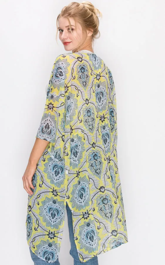AV322 Printed Kimono with String Waist