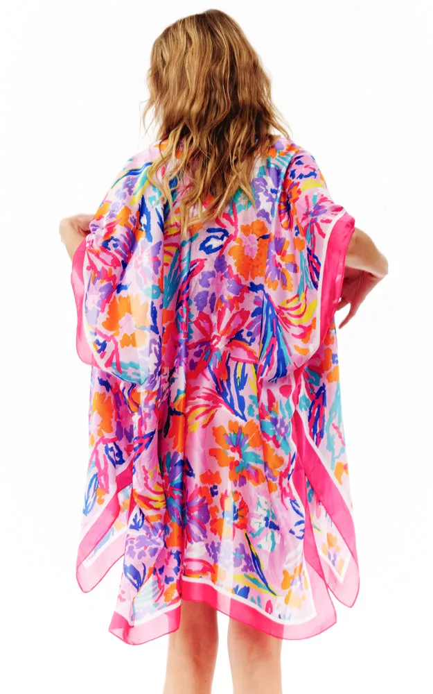 BAAP2518 Silky Floral Pattern Cover Up Kimono