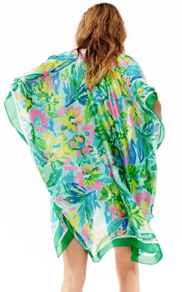 BAAP2518 Silky Floral Pattern Cover Up Kimono