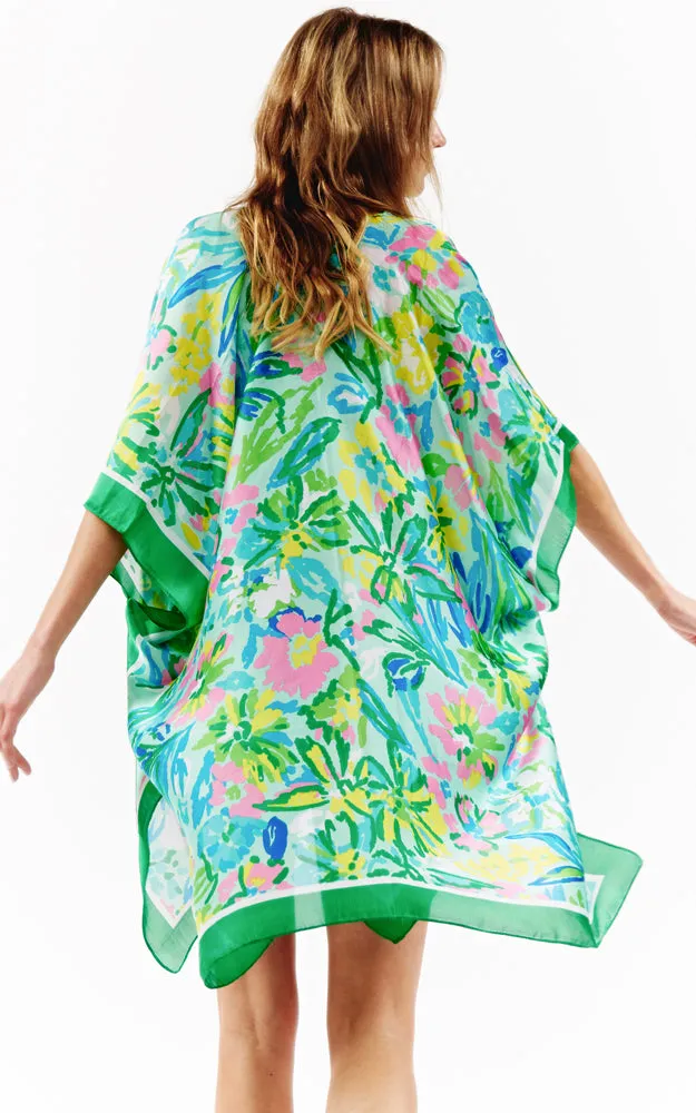 BAAP2518 Silky Floral Pattern Cover Up Kimono