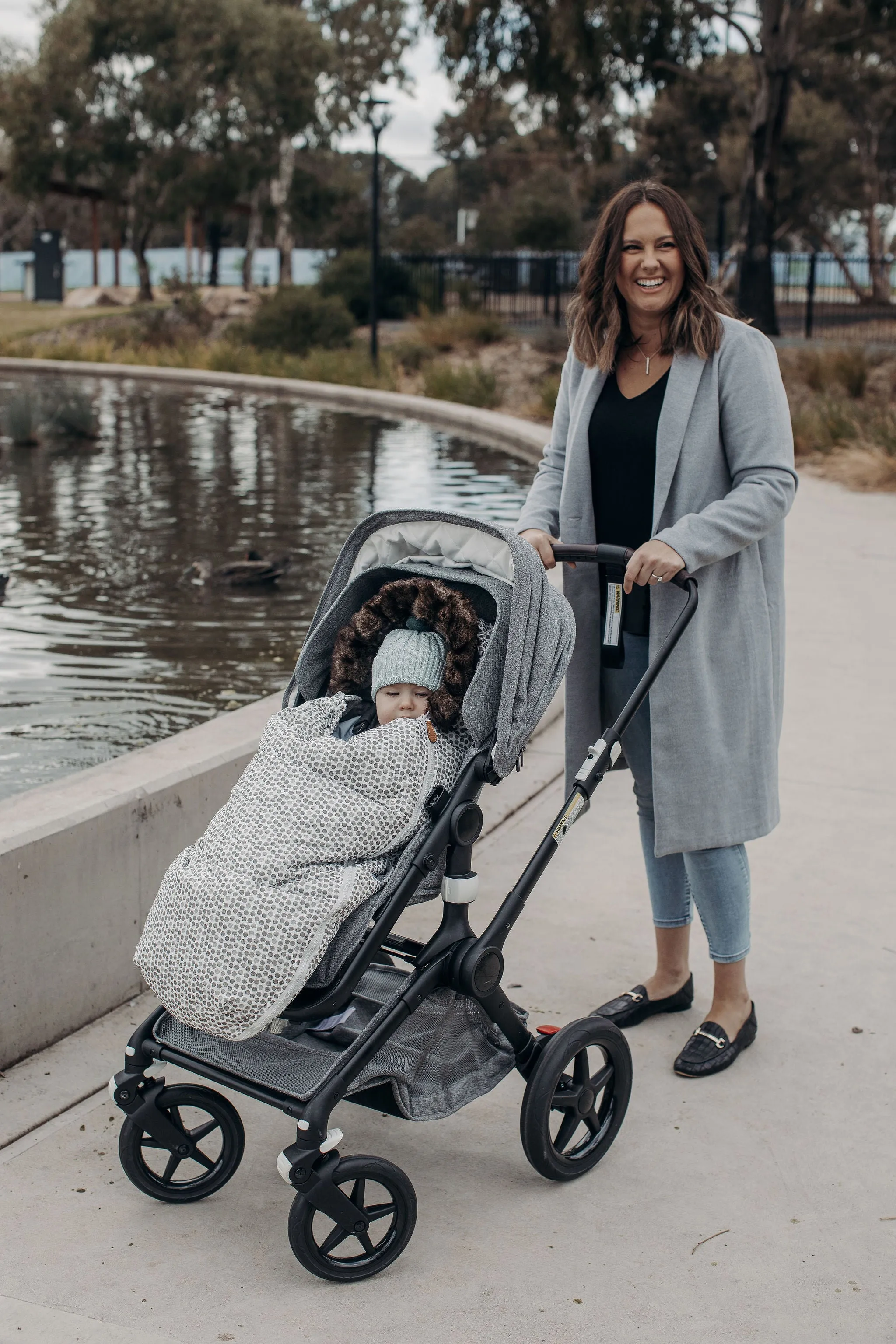 baby luno Nordic Footmuff Pram Liner - Raindrops