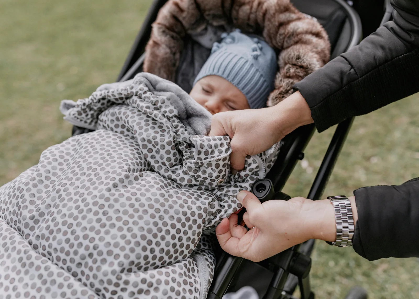 baby luno Nordic Footmuff Pram Liner - Raindrops