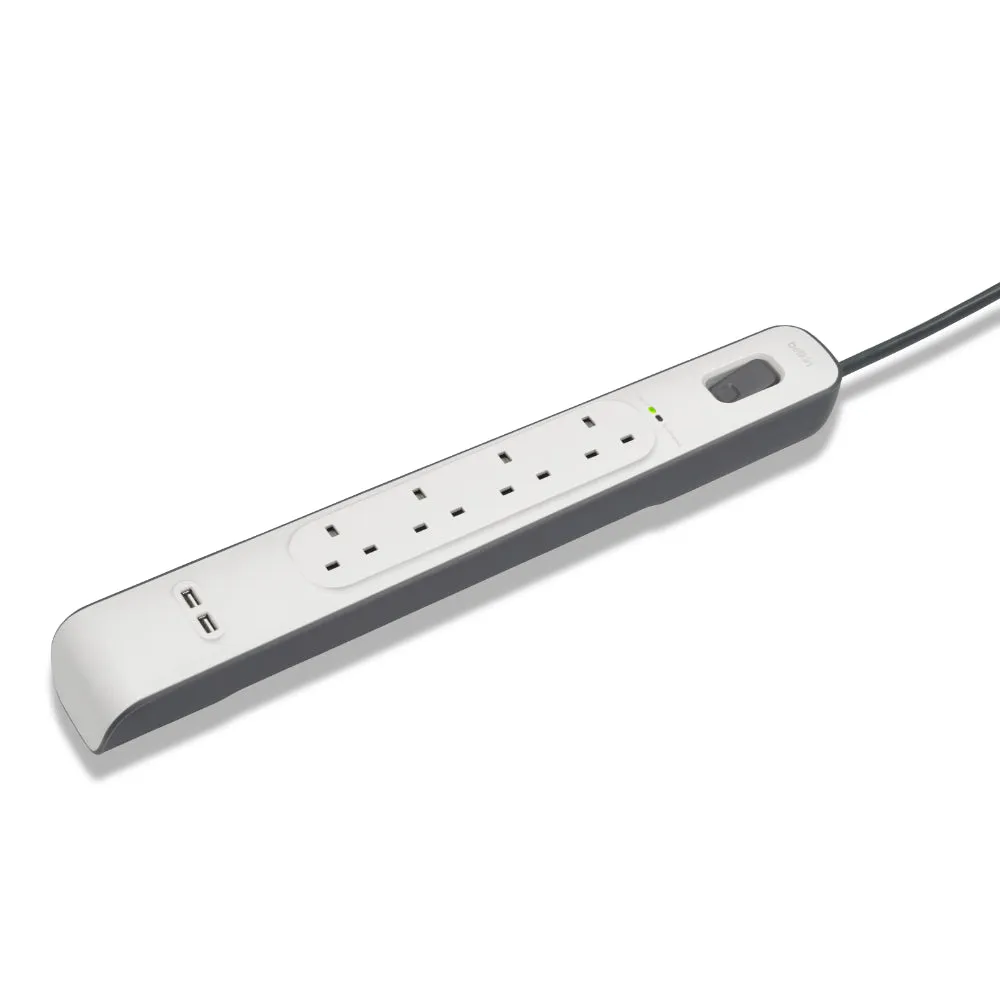 BELKIN 4 Way Surge Protection Strip - 2M With 2 X 2.4Amp USB Charging