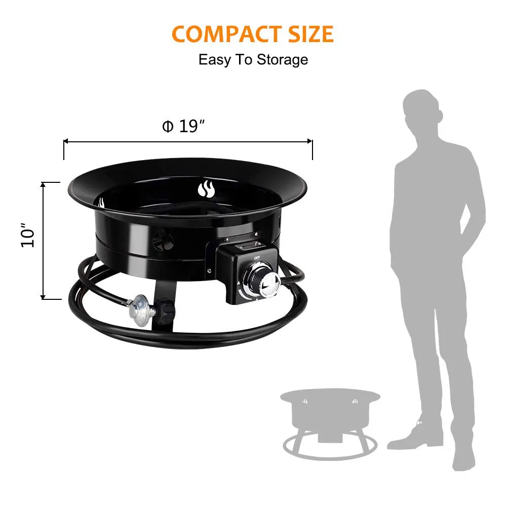 Camplux Outdoor Portable Propane Gas Fire Pit - Auto-Ignition