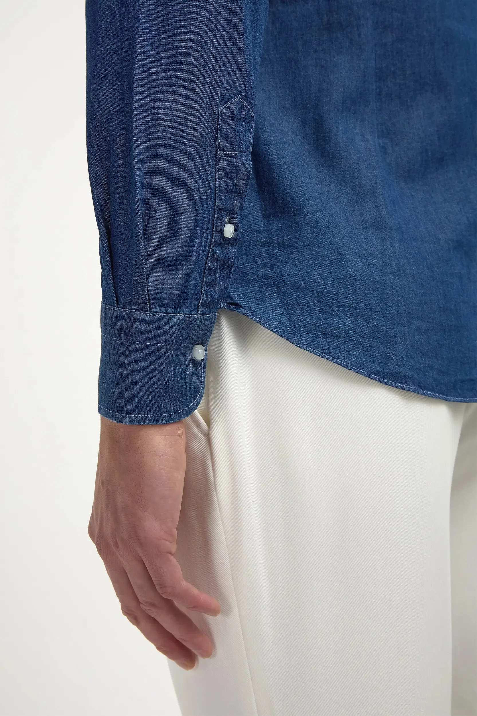 Denim popover shirt - Made in Italy