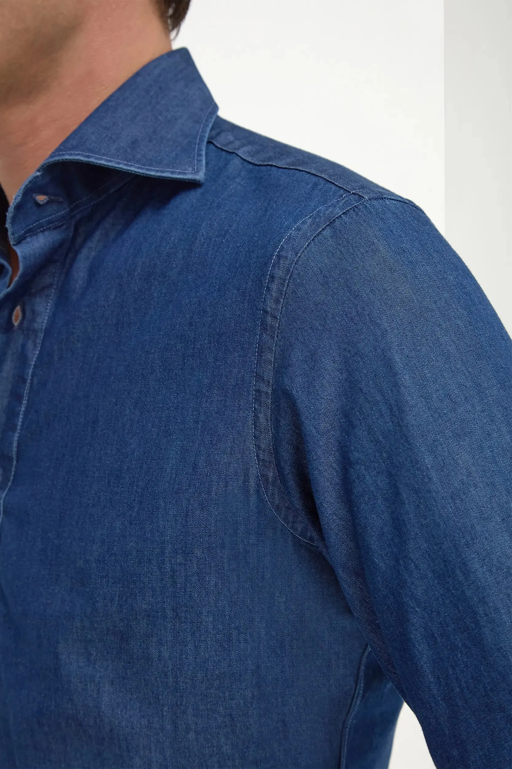 Denim popover shirt - Made in Italy