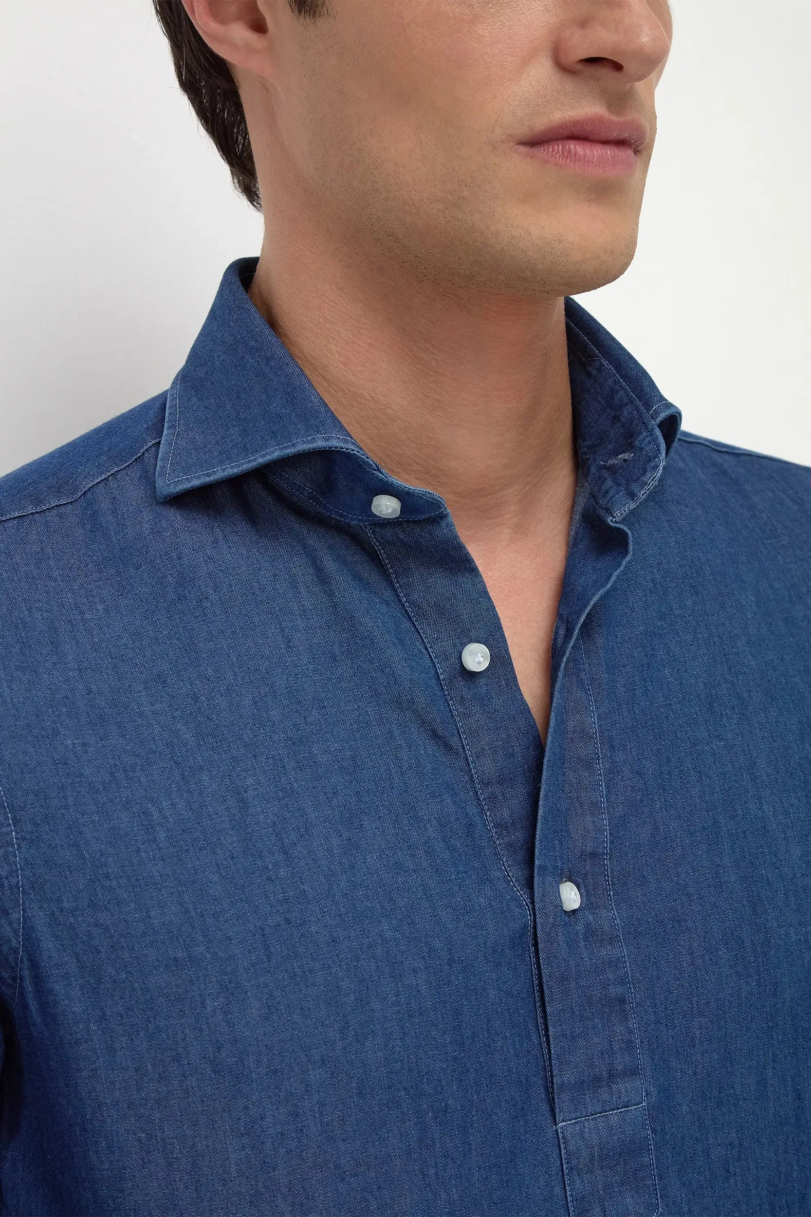 Denim popover shirt - Made in Italy