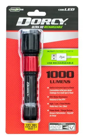 Dorcy Ultra Series 41-4358 Rechargeable Flashlight with Powerbank, 2000 mAh, Lithium-Ion Battery, LED Lamp, Black :CD: QUANTITY: 1