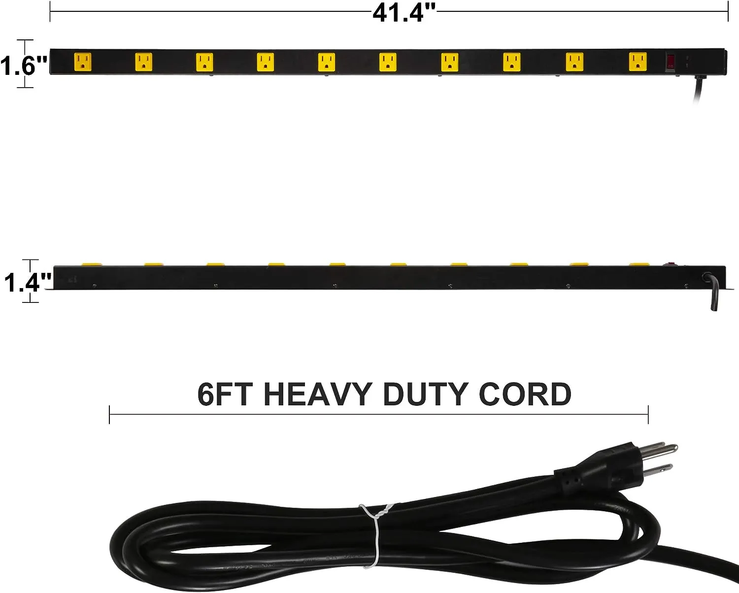 E-Macht Surge Protector Power Strip with Outlets Ports 6-Foot Cord for Home, Office -Black (1, 10outlets)