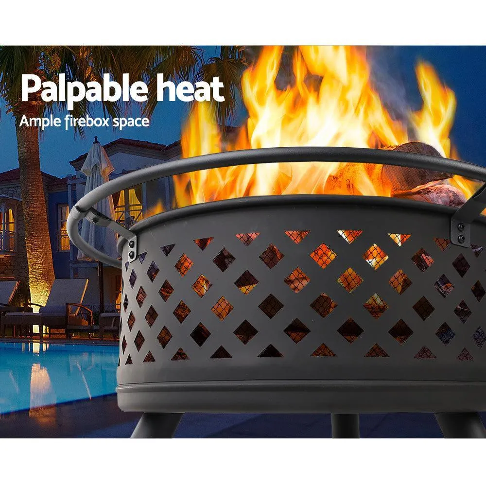 Fire Pit BBQ Grill Smoker Portable Outdoor Fireplace Patio Heater Pits 30''