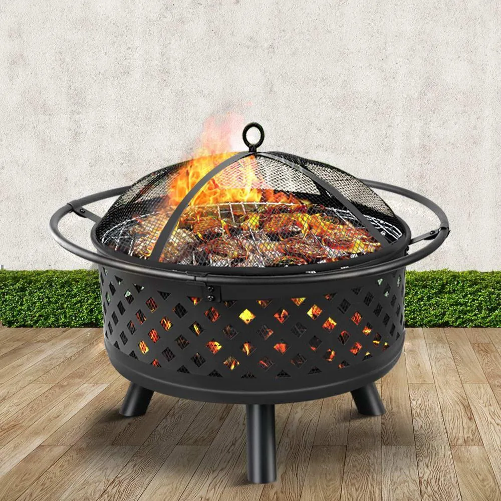 Fire Pit BBQ Grill Smoker Portable Outdoor Fireplace Patio Heater Pits 30''