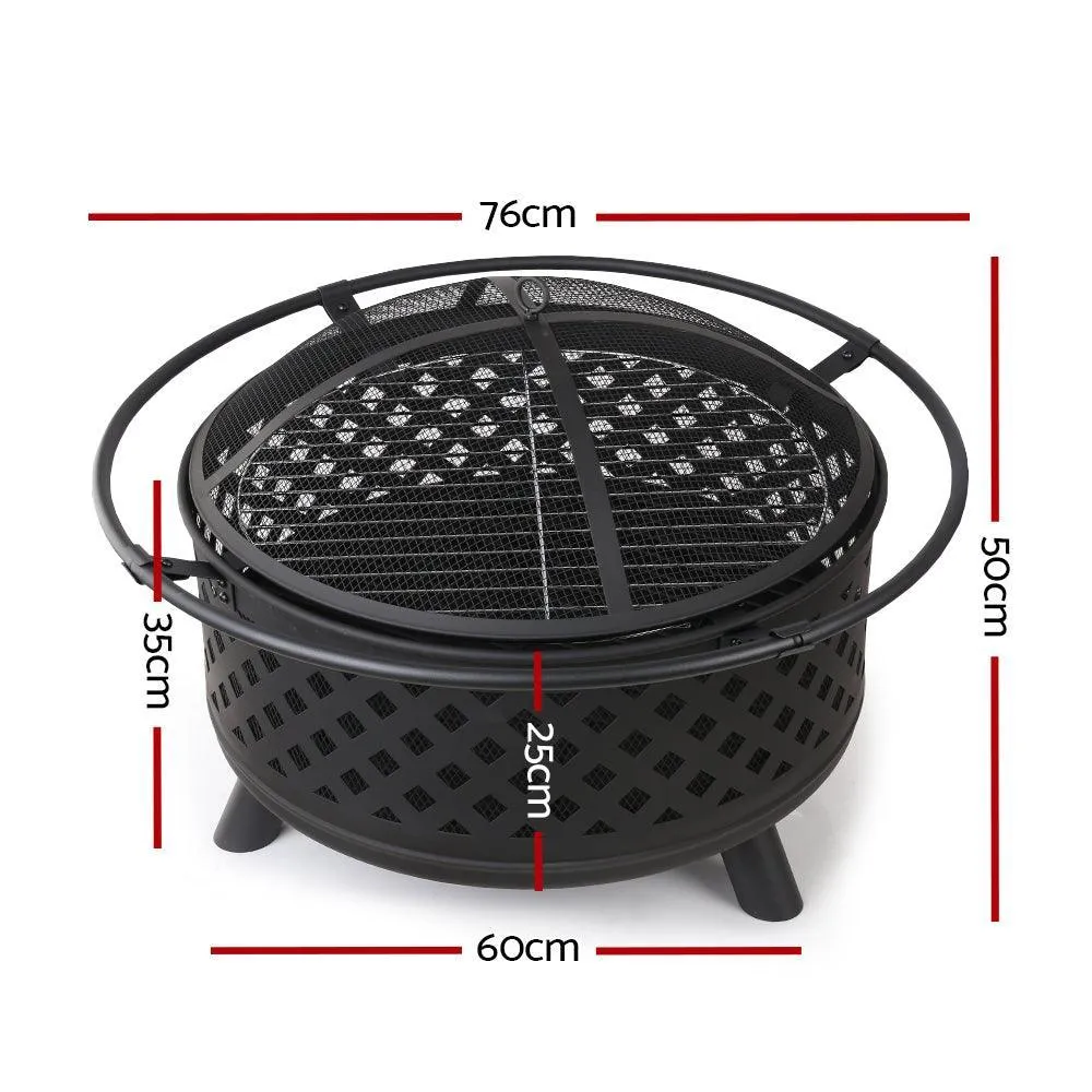 Fire Pit BBQ Grill Smoker Portable Outdoor Fireplace Patio Heater Pits 30''