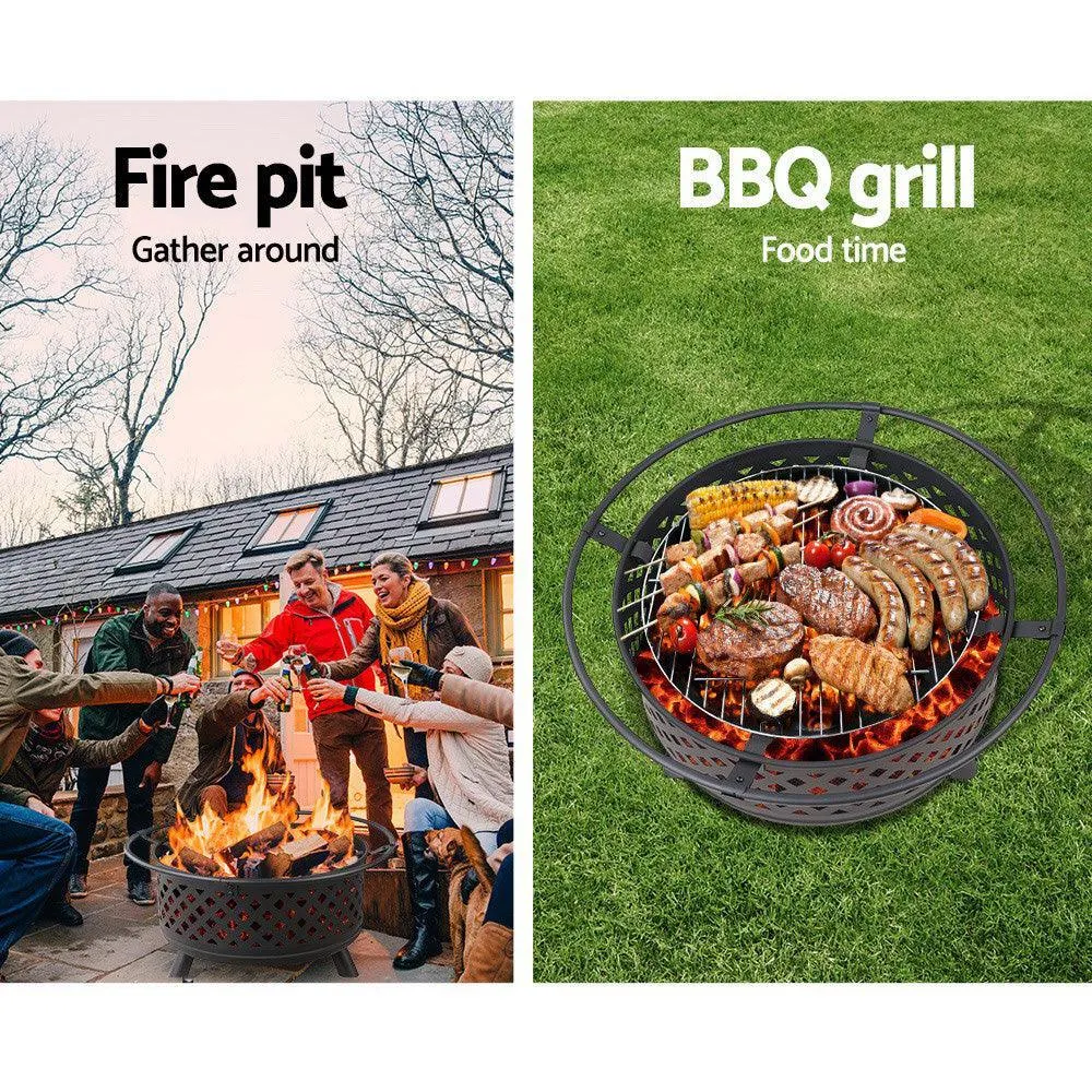 Fire Pit BBQ Grill Smoker Portable Outdoor Fireplace Patio Heater Pits 30''