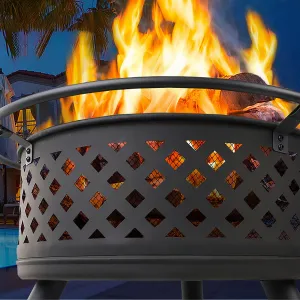 Fire Pit BBQ Grill Smoker Portable Outdoor Fireplace Patio Heater Pits 30"