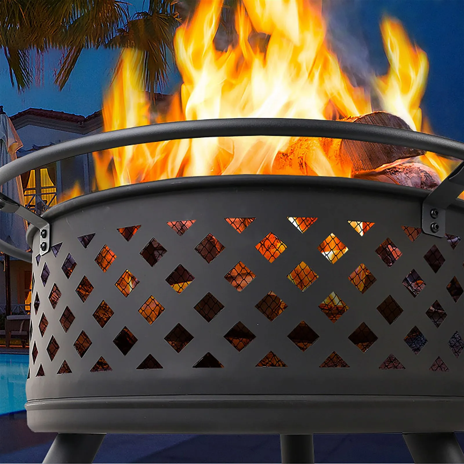 Fire Pit BBQ Grill Smoker Portable Outdoor Fireplace Patio Heater Pits 30"