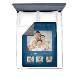 Four Photos Vertical Gallery with Text Premium Fleece Photo Blanket