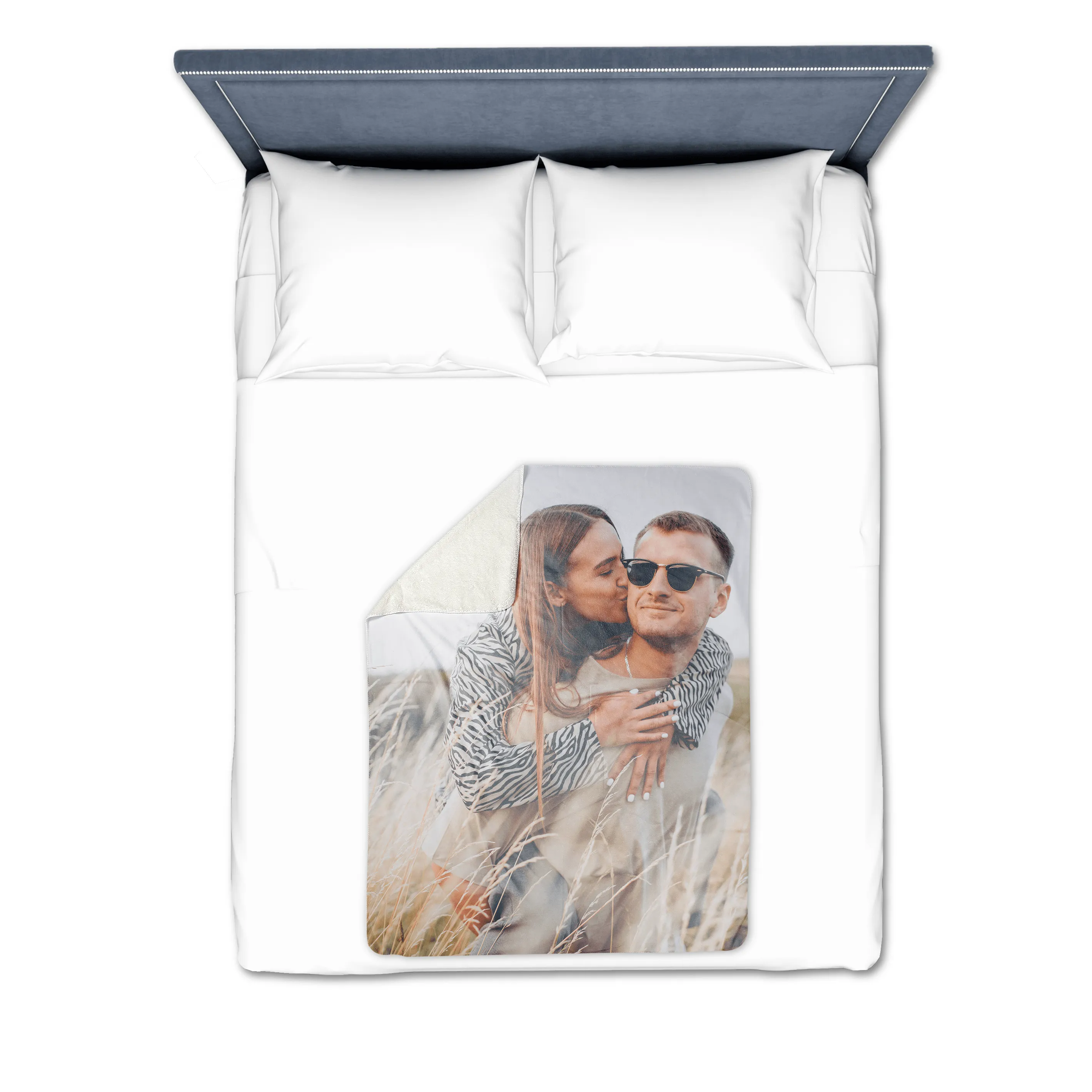 Four Photos Vertical Gallery with Text Premium Fleece Photo Blanket