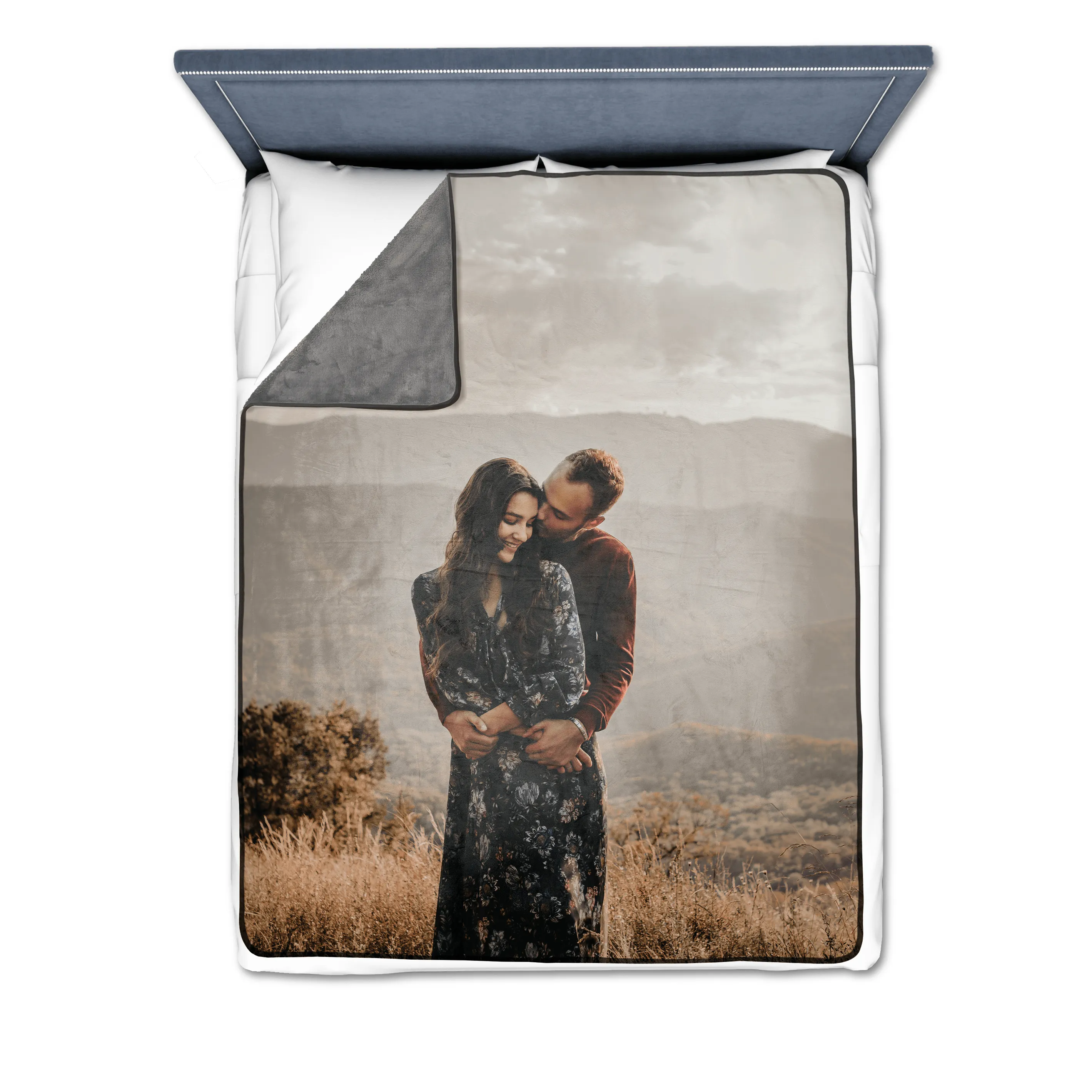 Four Photos Vertical Gallery with Text Premium Fleece Photo Blanket