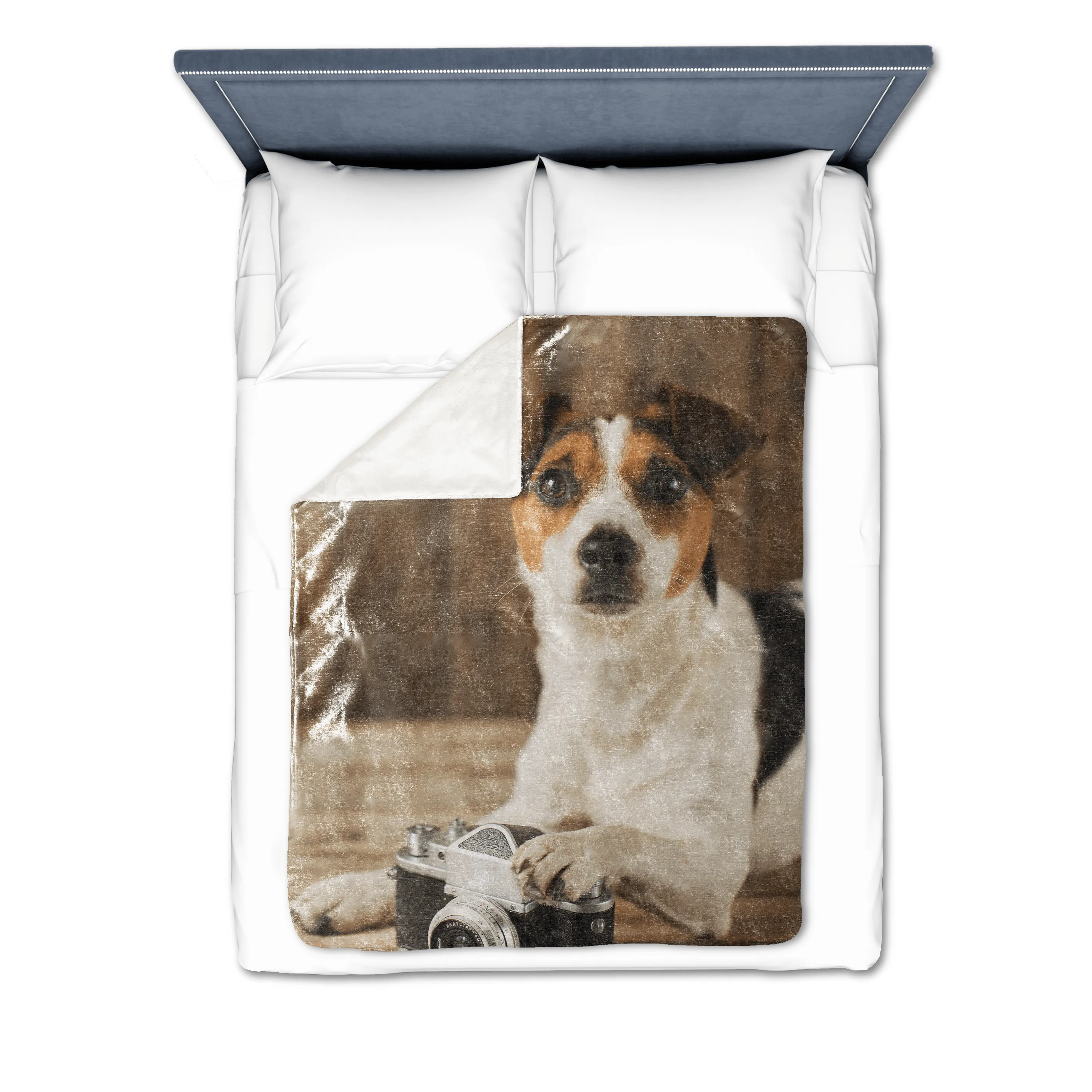 Four Photos Vertical Gallery with Text Premium Fleece Photo Blanket