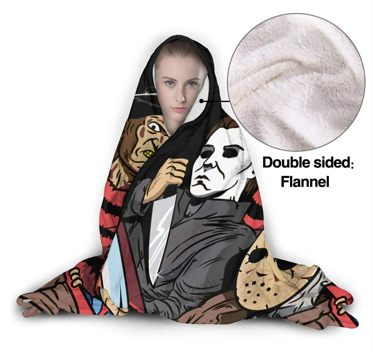 Horror Michael-Myers Hooded Blanket - Microfiber Bedding Fluffy Blanket