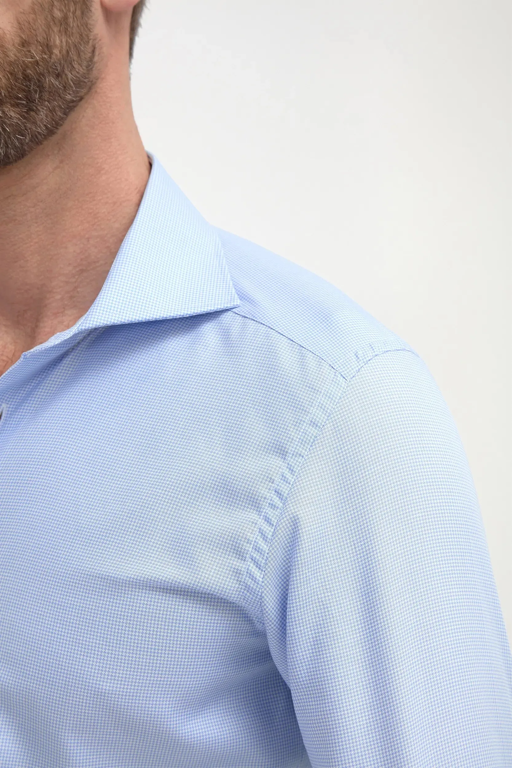 Houndstooth Light Blue Shirt - Made in Italy