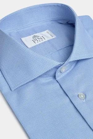 Houndstooth Light Blue Shirt - Made in Italy