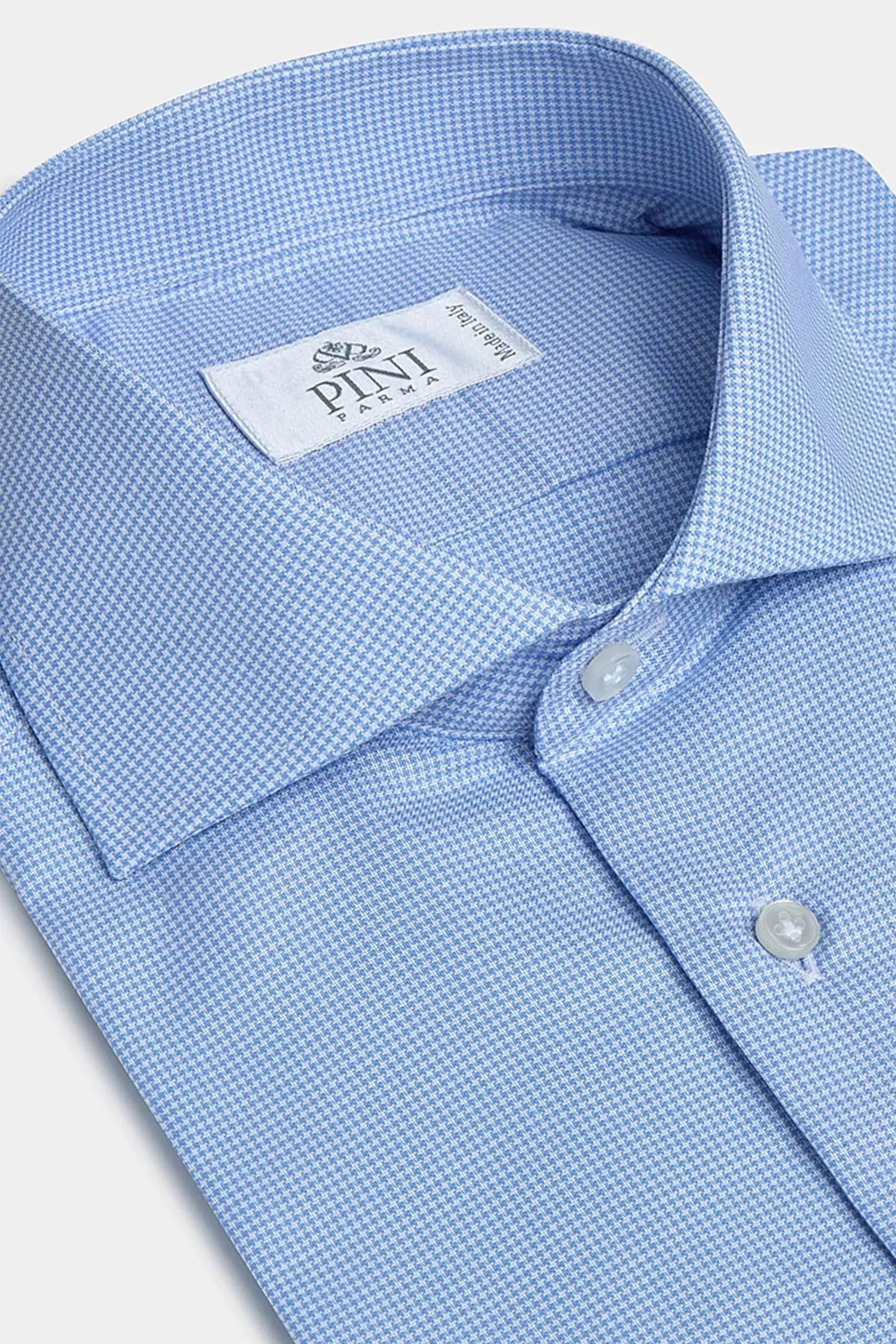 Houndstooth Light Blue Shirt - Made in Italy