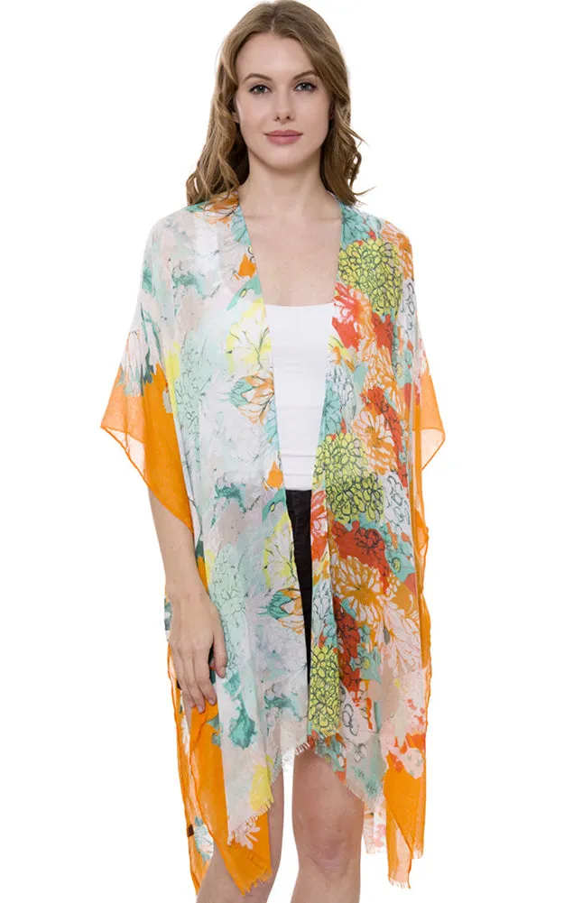 JP1411 Floral Printed Cover-Up Kimono