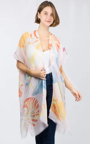 KP9041 Sea Creatures Pattern Printed Kimono