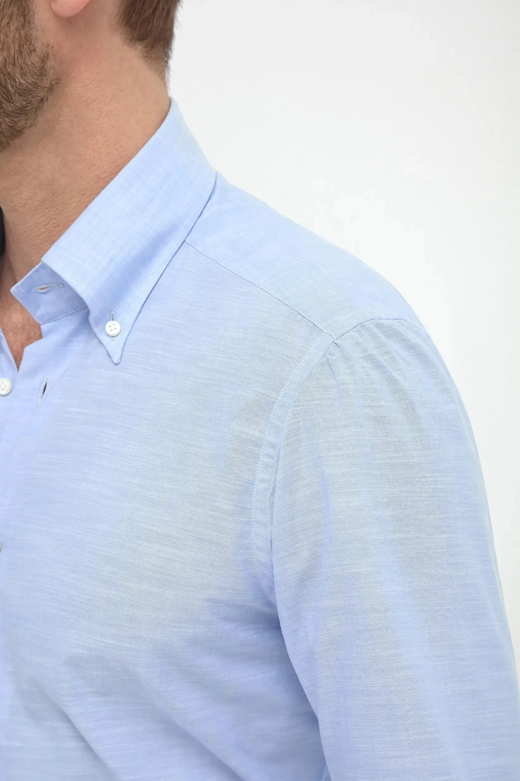 Light blue bamboo button-down shirt "Sartoriale collection" - Made In Italy