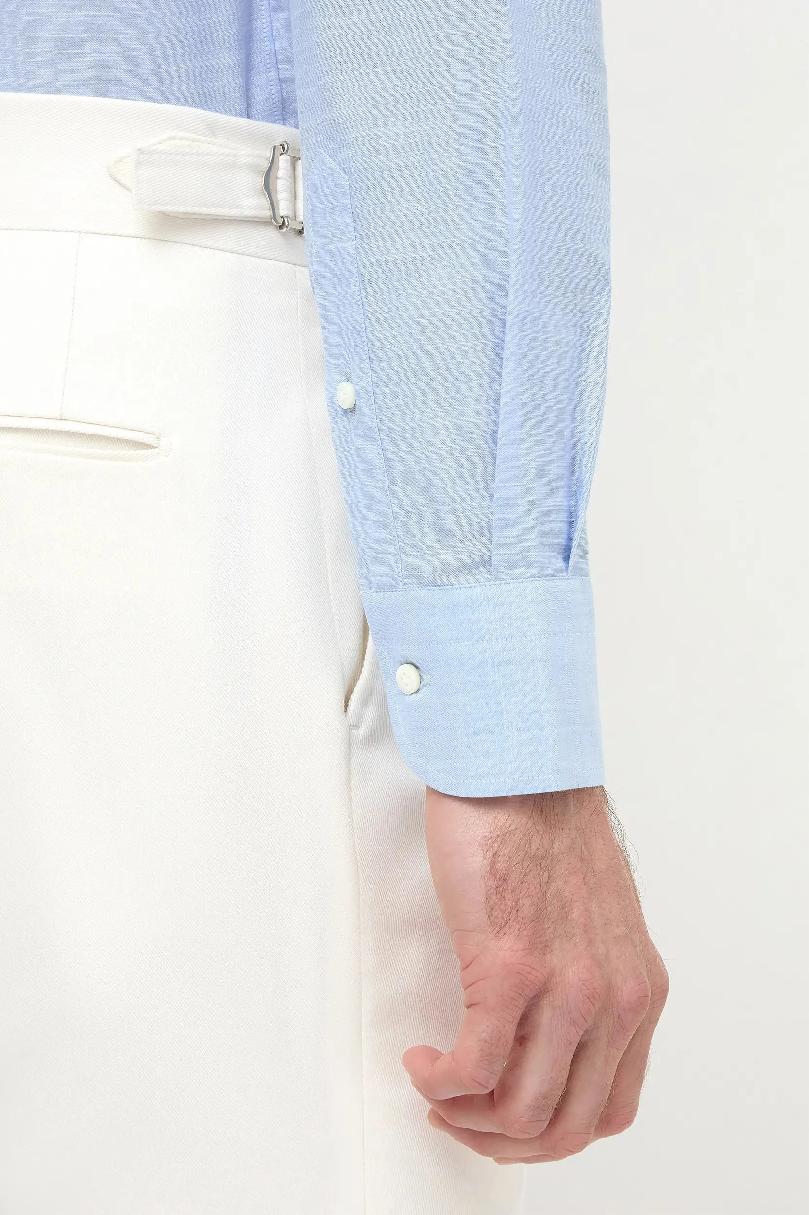 Light blue bamboo button-down shirt "Sartoriale collection" - Made In Italy