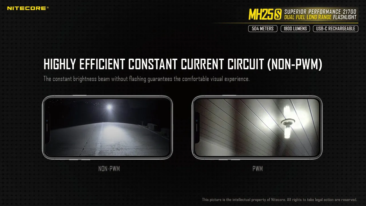 NITECORE 1800 LUMENS DUAL FUEL LONG RANGE FLASHLIGHT (MH25S)