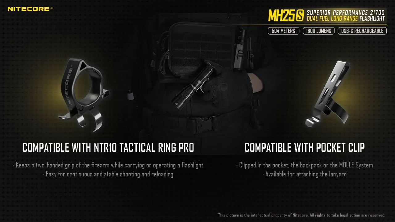 NITECORE 1800 LUMENS DUAL FUEL LONG RANGE FLASHLIGHT (MH25S)
