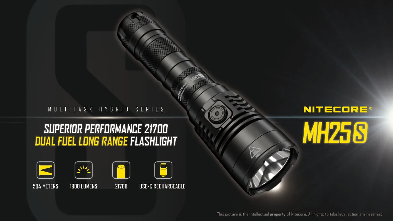 NITECORE 1800 LUMENS DUAL FUEL LONG RANGE FLASHLIGHT (MH25S)