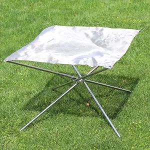 Outdoor Fire Burn Pit Stainless Steel Frame & Net Foldable Poles & Bag