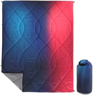 Qucover Camping Blanket,Lightweight Travel Blanket for Warm or Cold Weather, Packable & Waterproof for Outdoors, Travel, Beach (Neon Light,55" X 79")