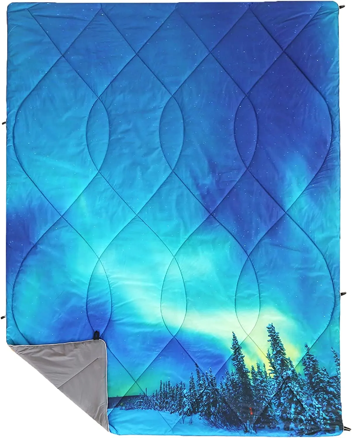 Qucover Camping Blanket,Lightweight Travel Blanket for Warm or Cold Weather, Packable & Waterproof for Outdoors, Travel, Beach (Neon Light,55" X 79")