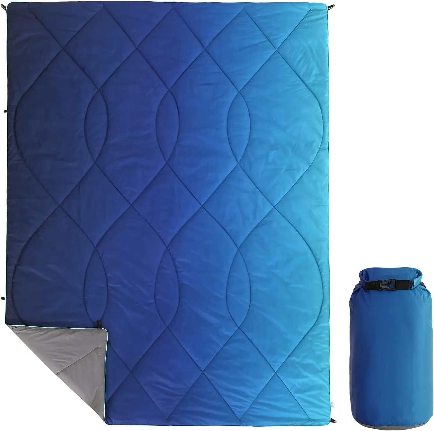 Qucover Camping Blanket,Lightweight Travel Blanket for Warm or Cold Weather, Packable & Waterproof for Outdoors, Travel, Beach (Neon Light,55" X 79")