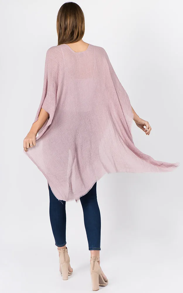 RA1C83 Solid Color Ruana Kimono
