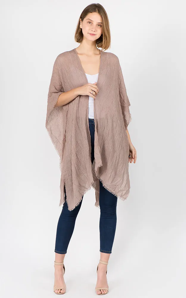 RA1C83 Solid Color Ruana Kimono